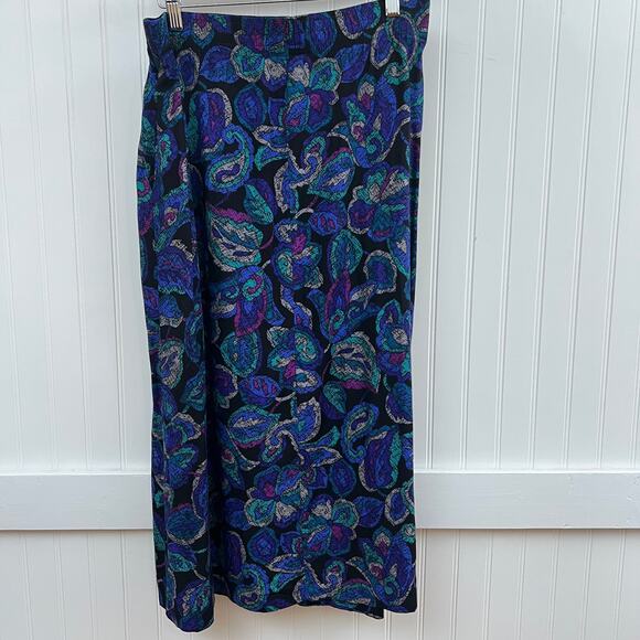 Vintage Ambiance Floral Print Peplum Hem Straight Skirt Blue Purple Women's M - Picture 4 of 11